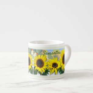 Sunny Sunflower Personalised Custom Text  Espresso Espresso Cup