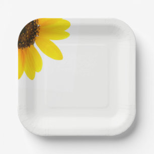 Sunny Sunflower Square Paper Plates