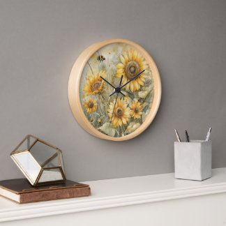 Sunny Sunflower Wall Clock