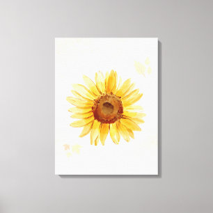 Sunny Sunflower Watercolor Canvas Print