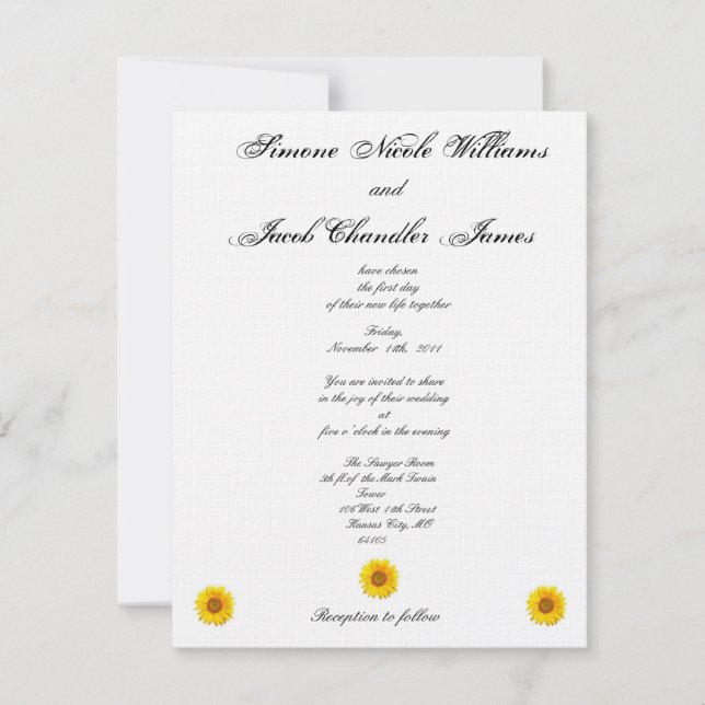 Sunny Sunflower Wedding Invitation (Front)