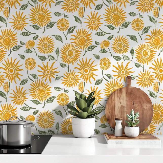Sunny Sunflowers Peel & Stick Wallpaper (Creator Uploaded)