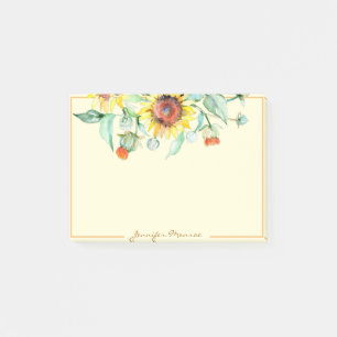 Sunny sunflowers personalized post-it notes