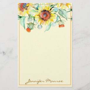 Sunny sunflowers personalized stationery