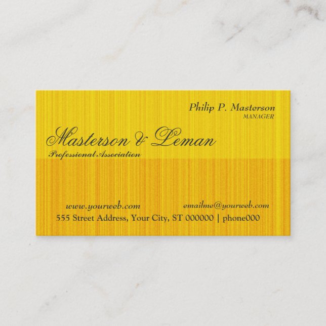 Sunny SunshineTextured Brick Pattern in  Gold Business Card (Front)