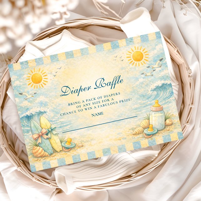 Sunny Surf Vibes Baby Shower Dipper Raffle Enclosure Card (Creator Uploaded)