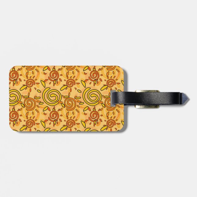 Sunny Swirl Pattern; Sun Luggage Tag (Back Horizontal)