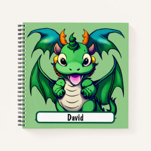 Sunny The Friendly Dragon With Custom Nametag Notebook