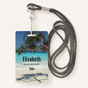 Sunny Tropical Beach Ocean Paradise Badge