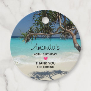 Sunny Tropical Beach Ocean Paradise Birthday Favour Tags