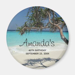 Sunny Tropical Beach Ocean Paradise Birthday Magnet