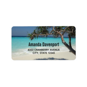 Sunny Tropical Beach Ocean Paradise Étiquette