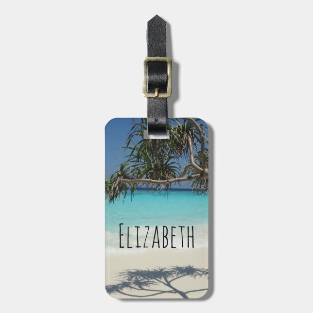 Sunny Tropical Beach Ocean Paradise Luggage Tag (Front Vertical)