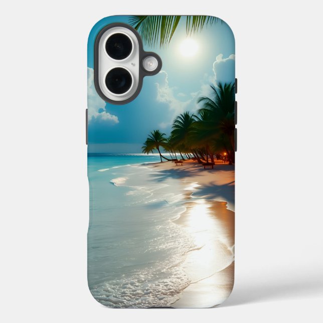 Sunny Tropical Beach Palm Trees Case-Mate iPhone Case (Back)