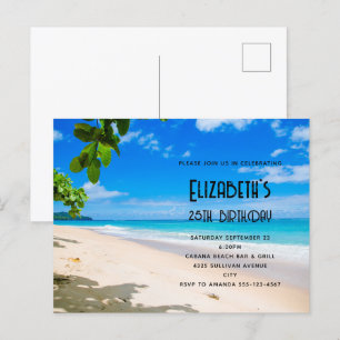 Sunny Tropical Beach Photo Invitation d'anniversai