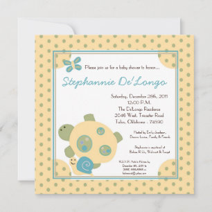 Sunny Turtle Sea Life Snail Baby Shower Invitation