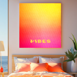 Sunny 'Vibes' Pink Orange and Yellow Ombre Canvas Print