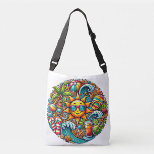 Sunny Vibes Tropical Beach Crossbody Bag