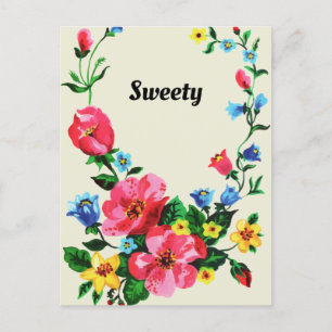 Sunny Vintage Spring Floral Holiday Postcard