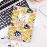 Sunny Watercolor Floral Pattern Monogram 2024 Planner<br><div class="desc">Personalize this sunny planner with your name in dark blue italics framed by a white rectangle,  on a bold,  colourful background pattern of watercolor flowers in shades of yellow,  pink and navy blue.</div>