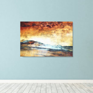 Sunny Watercolor Mountains Landscape  Canvas Print