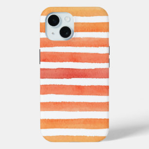 Sunny Watercolor Stripe Pattern iPhone 15 Case