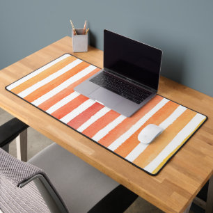 Sunny Watercolor Stripe Pattern Desk Mat