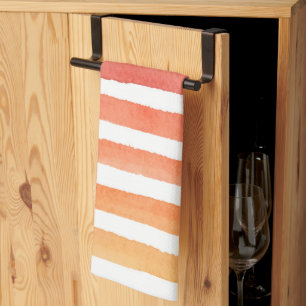 Sunny Watercolor Stripe Pattern Kitchen Towel