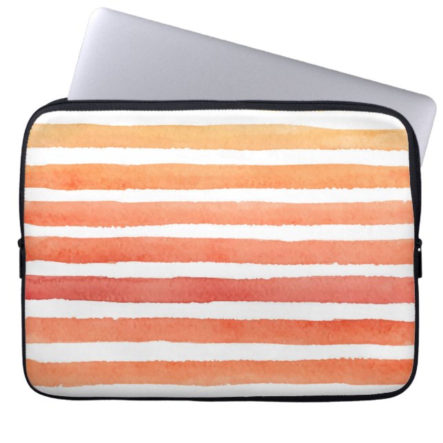 Sunny Watercolor Stripe Pattern Laptop Sleeve (Front)