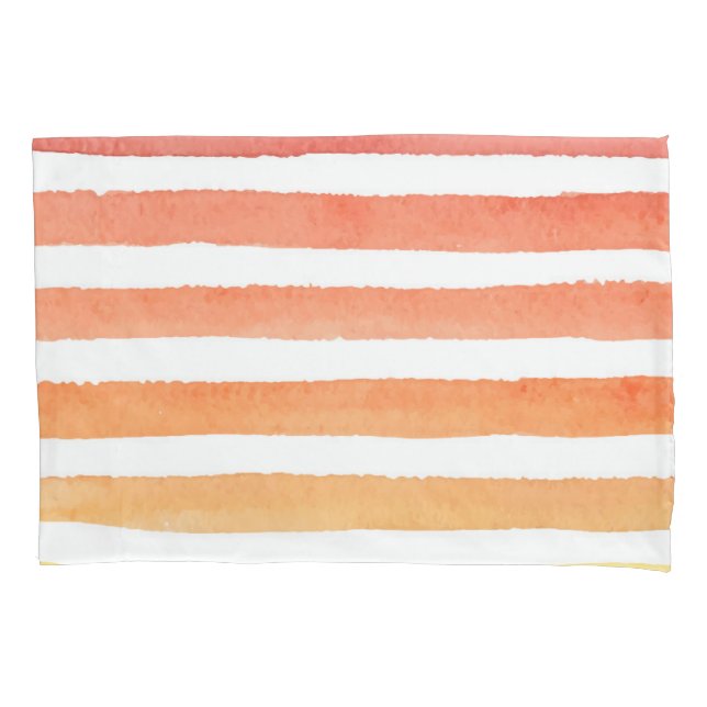 Sunny Watercolor Stripe Pattern Pillowcase (Front-Left)
