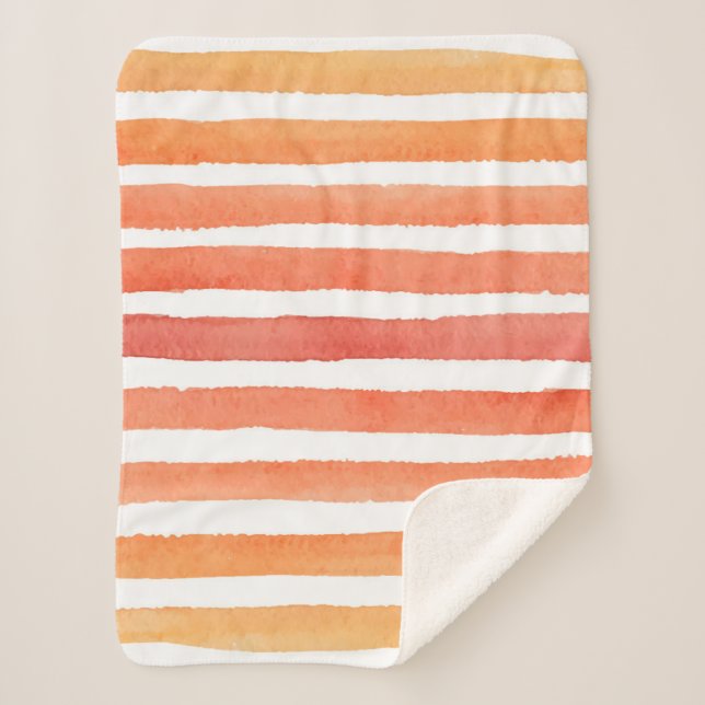 Sunny Watercolor Stripe Pattern Sherpa Blanket (Front)