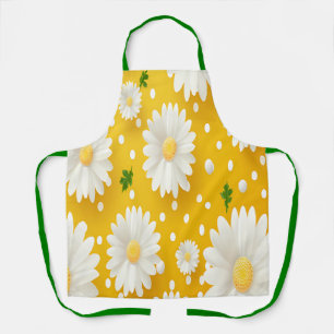 Sunny White Daisies and Polka Dots Apron