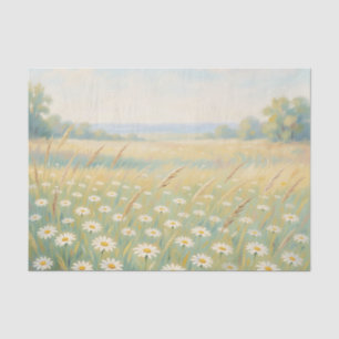 Sunny White Daisy Meadow Wildflower Field Tissue Paper