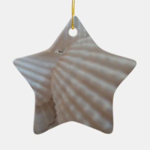 Sunny White Seashells, Sea Shell Beach Summer Love Ceramic Ornament