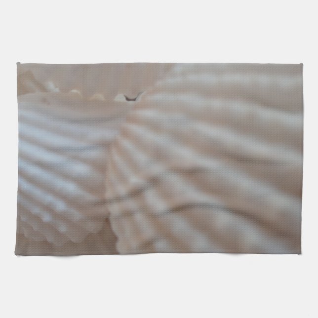 Sunny White Seashells, Sea Shell Beach Summer Love Kitchen Towel (Horizontal)
