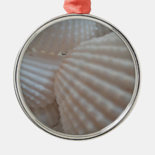 Sunny White Seashells, Sea Shell Beach Summer Love Metal Ornament