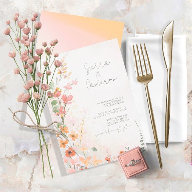 Sunny Wildflower Wedding Gradient ID1023 Invitation (Creator Uploaded)