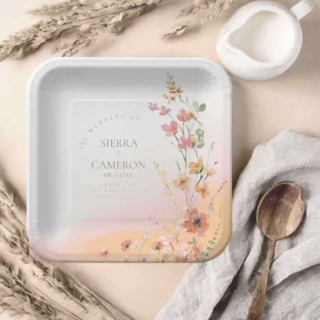 Sunny Wildflower Wedding Gradient ID1023 Paper Plate (Creator Uploaded)