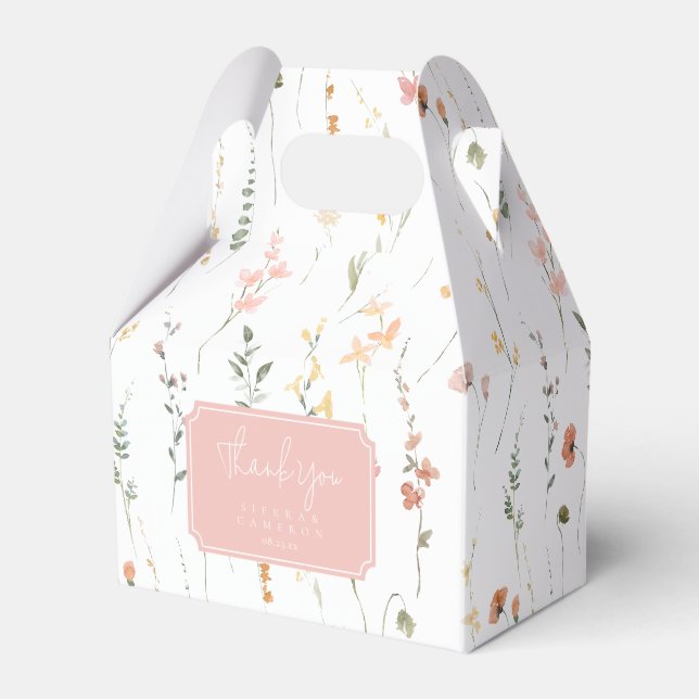 Sunny Wildflower Wedding Pink ID1023 Favor Box (Front Side)
