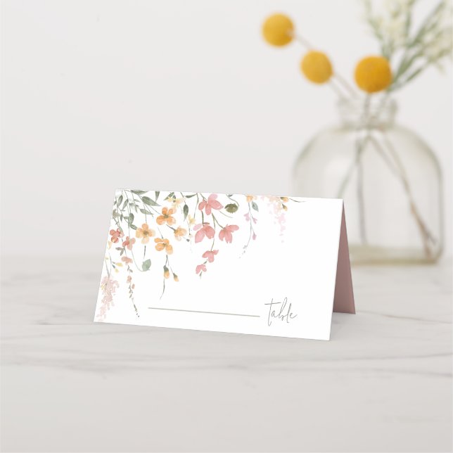 Sunny Wildflower Wedding Pink ID1023 Place Card (Front)