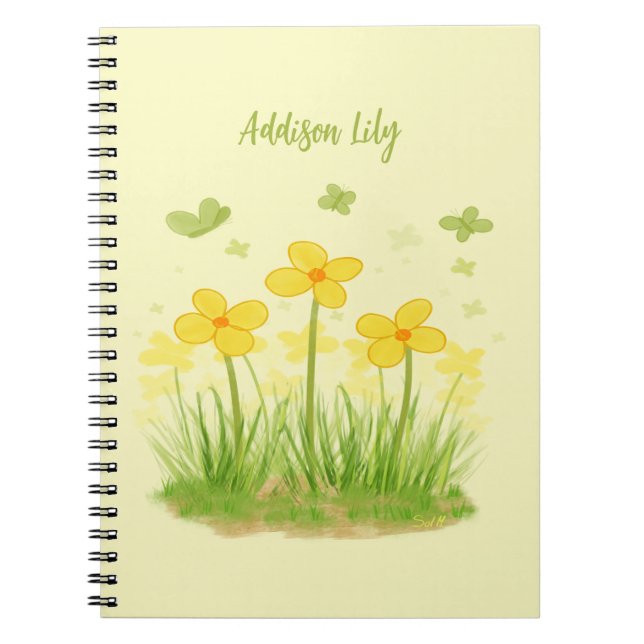 Sunny Wildflowers & Butterflies Classic Notebook (Front)