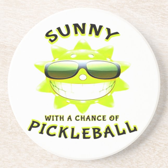 Sunny With a Chance of PickleBall Coaster (Front)