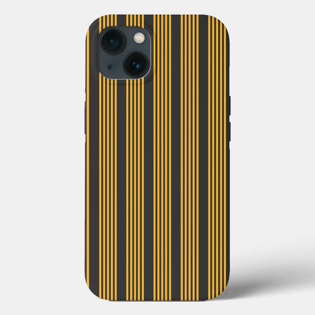 Sunny yellow and charcoal five stripe pattern Case-Mate iPhone case (Back)