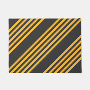 Sunny yellow and charcoal five stripe pattern doormat