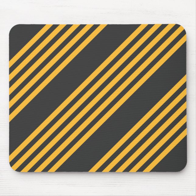 Sunny yellow and charcoal five stripe pattern mouse pad (Front)