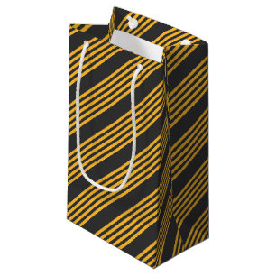 Sunny yellow and charcoal five stripe pattern small gift bag