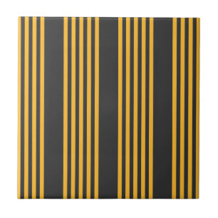 Sunny yellow and charcoal five stripe pattern tile