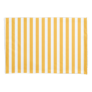 Sunny yellow and white candy stripes pillowcase