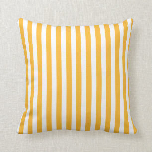 Sunny yellow and white candy stripes throw pillow