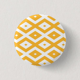 Sunny yellow and white diamond pattern 1 inch round button